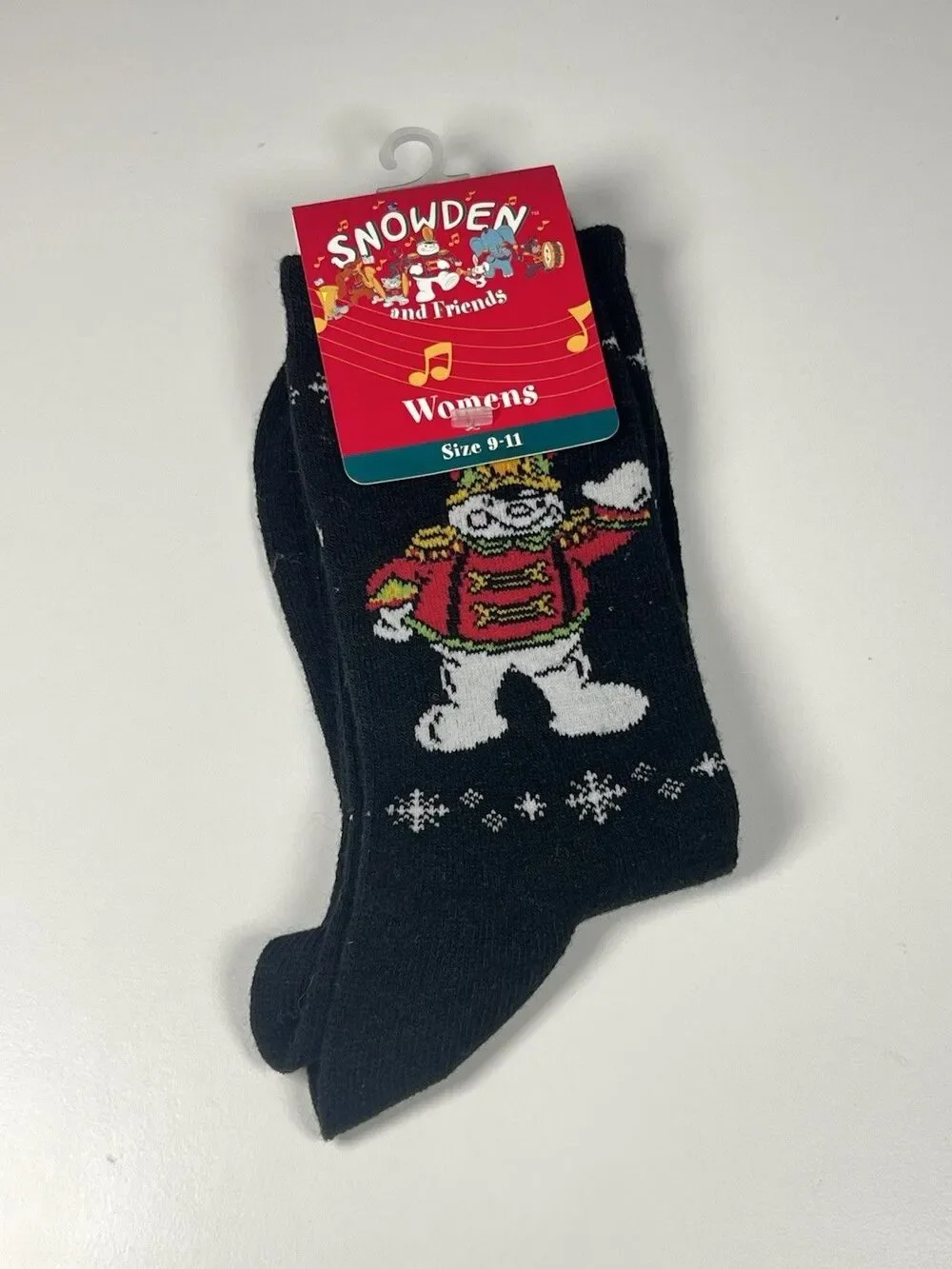 Vintage 1999 Snowden & Friends Christmas Black Socks NWT Size 9-11